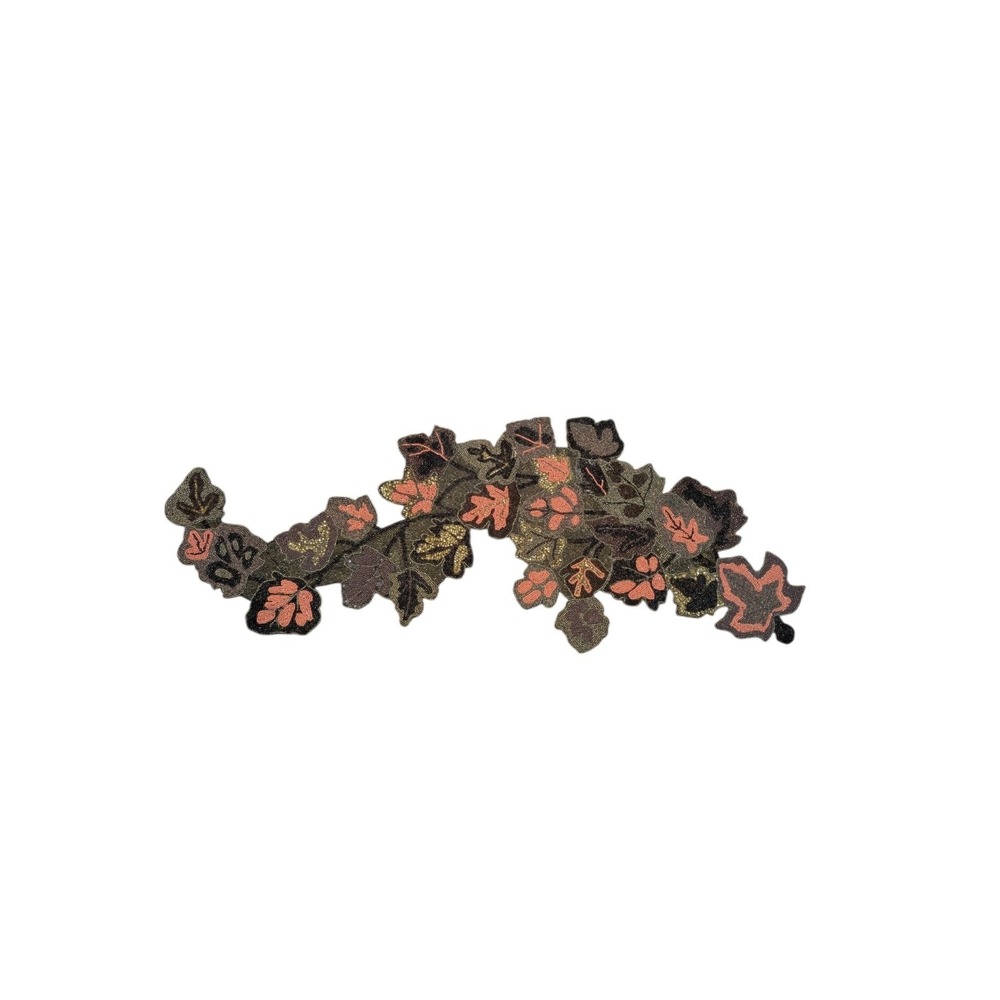 Kim Seybert Beaded Fall Leaves Table Runner Brown Orange Gold Thanksgiving
